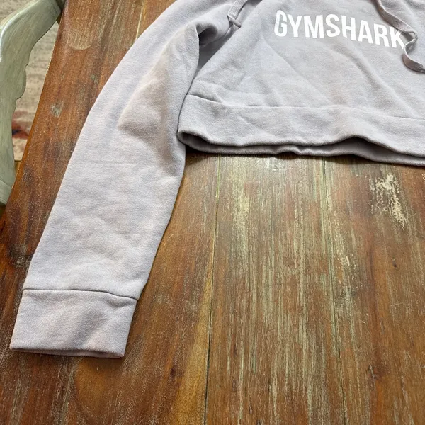 Gymshark Cropped Hoodie Small Gray White Workout Athletic - Image 3