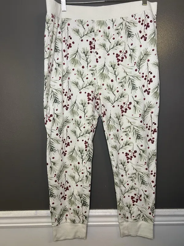 Stars Above Pajama Set Womens XXL White Berry Christmas Thermal Top Pants Lounge - Image 11