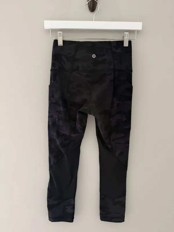 Lululemon Pace Rival High Rise Crop 22 Camo Leggings Women’s 2 Black - Image 4