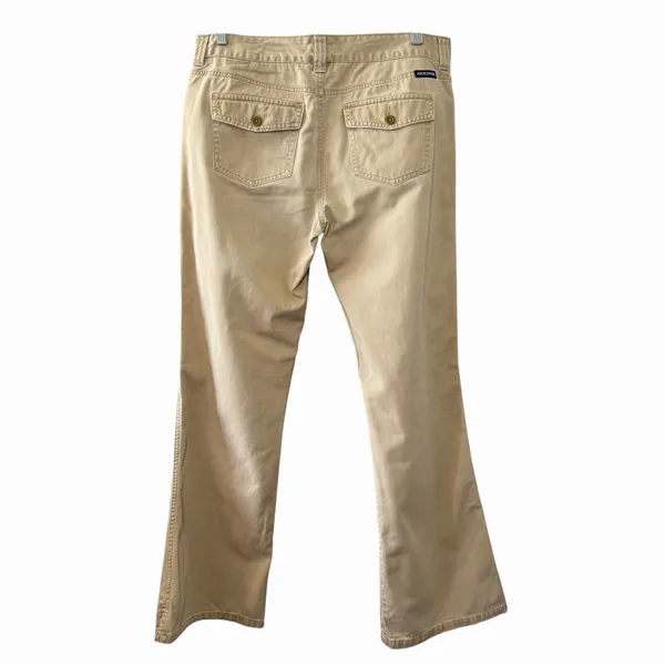 VTG Y2K Abercrombie‎ Women's 10R 25 Issue Wide Leg Flare Pants Khaki Minimalist - Image 3