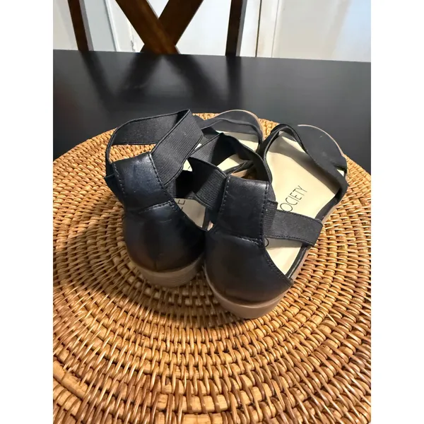 Sole Society Womens Black Elastic Ankle Strap Low Block Heel Sandals Size‎ 10M - Image 4