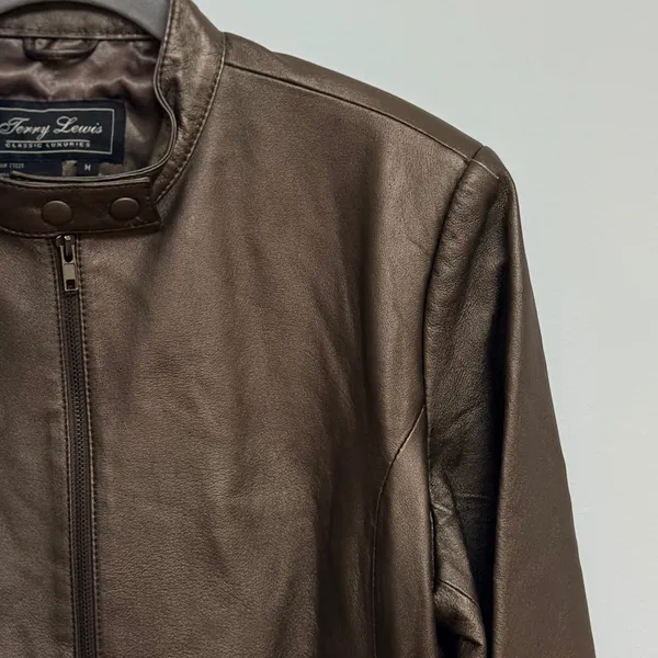 Terry Lewis Classic Luxuries Metallic Copper Gray Genuine Leather Jacket M - Image 3