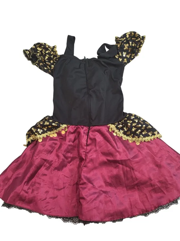 Walmart Womens Medium Pirate Costume With Gold Skull Details & Burgundy Skirt Gasparilla - Image 3