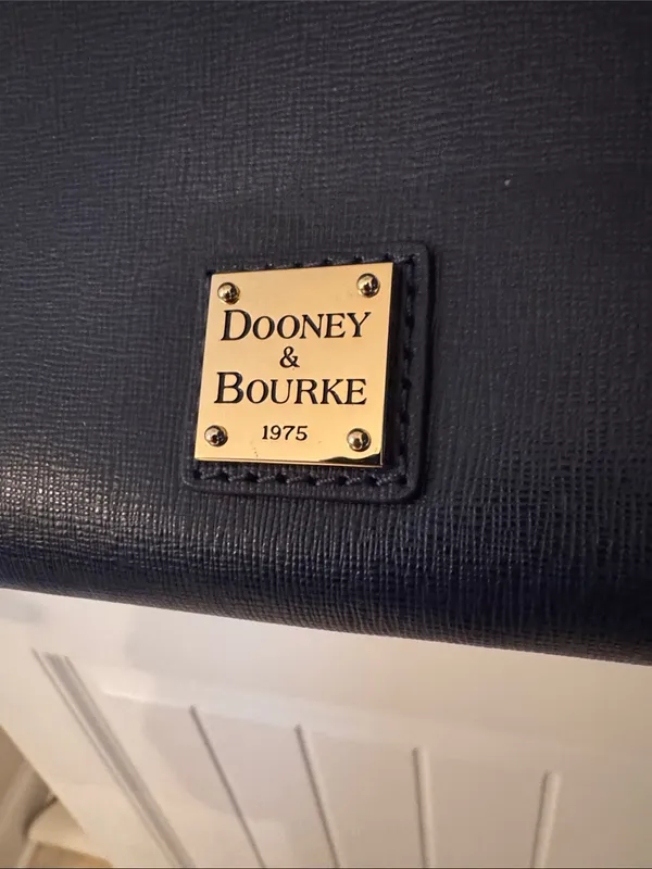 Dooney & Bourke Navy Leather Satchel with Gold Hardware - Image 2