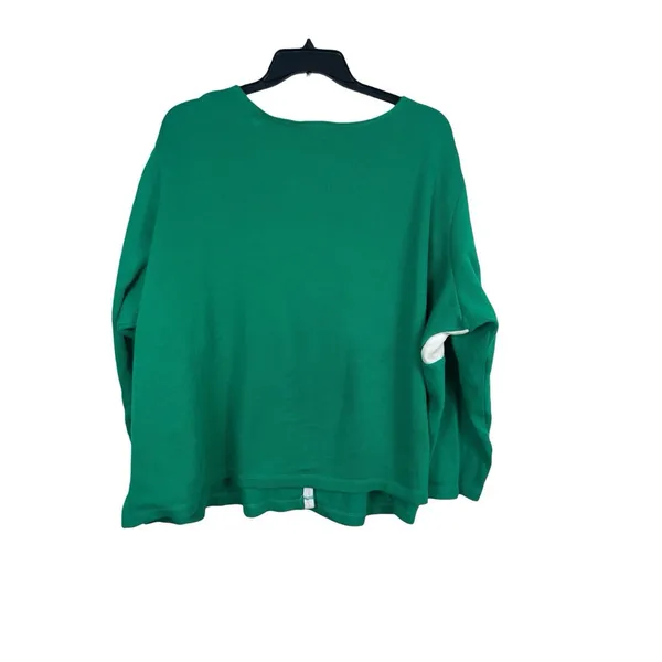 Quacker Factory Womens 3X Green Nautical Anchor Rope Button Cardigan Sweater - Image 3