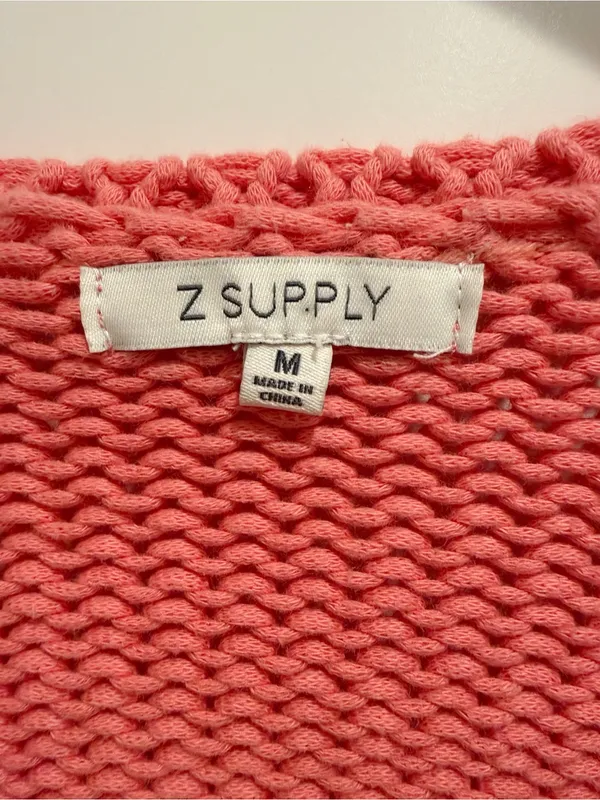 Z SUPPLY Vida Sweater Sunset Pink V-neck Cropped size Medium - Image 4