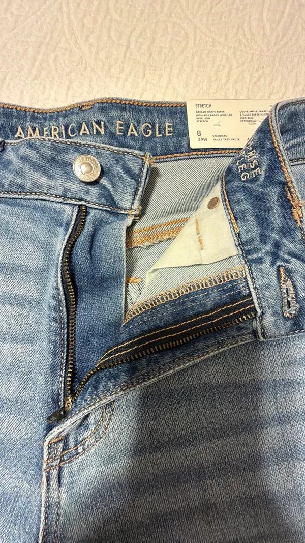 American Eagle Outfitters Light Blue Wide-Leg Cargo Jeans - Image 7