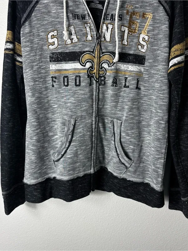 Majestic New Orleans Saints Black & Gray Fan Fashion Hoodie (L) - Image 3