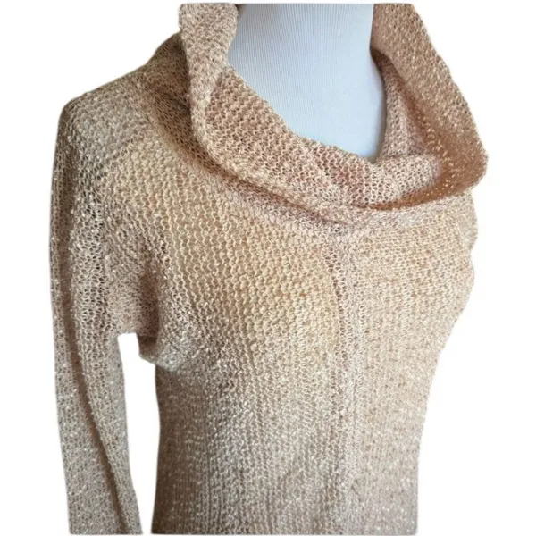Womens Altard State Oatmeal Metallic Fleck Knit Cowl Neck Tunic Dress - Sz L - Image 2