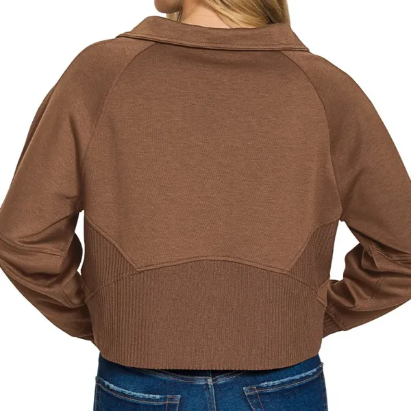 Zenana Scuba Full Zip Cropped‎ Jacket with Pockets - Image 3