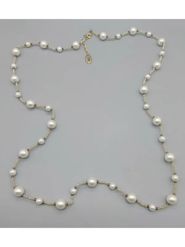 RUSH by Denis & Charles 44” Faux Pearl Crystal Bead Flapper Length Necklace - Image 7