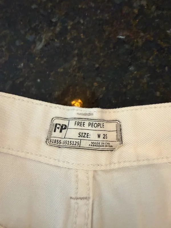 Free People We The Free White Distressed Button Fly Shorts - Image 3