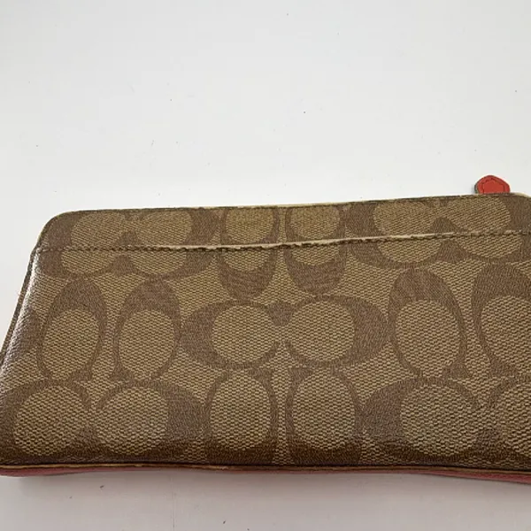 Coach Signature C Zip Around Brown Coated Canvas Wallet - Image 3