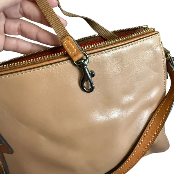 Dooney & Bourke Triple Zip Peyton Brown Leather Crossbody Purse - Image 7