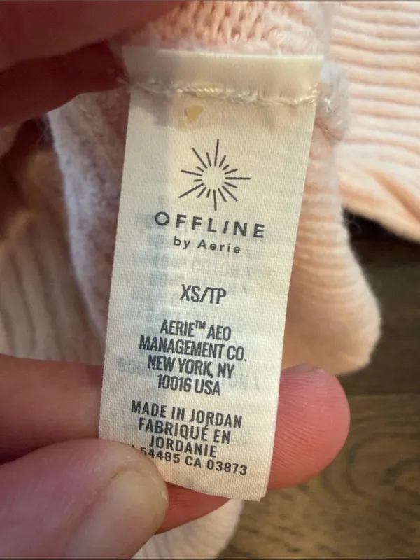Offline by Aerie Cropped Ribbed Hoodie in Pink Size XS - C33-045 - Image 6