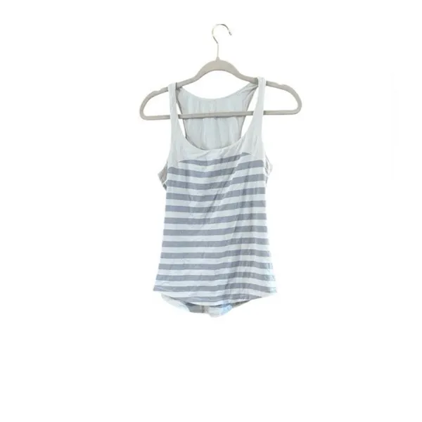 Lululemon Striped Gray and White Women's Tank Top - Image 7