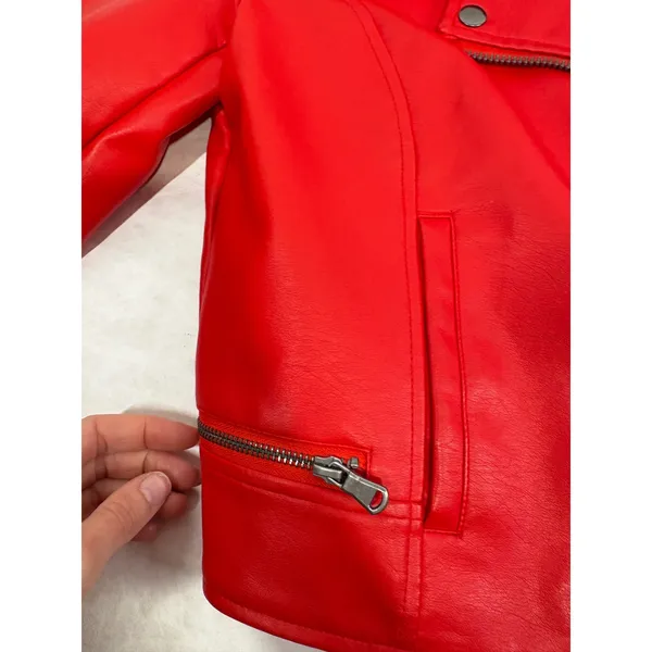 Riverdale South Side Serpents Red Faux Leather Moto Jacket Womens‎ Small - Image 3