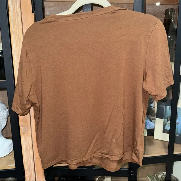 Nuuds boxy chocolate tee short sleeve cooling cropped crewneck rayon loungewear - Image 4