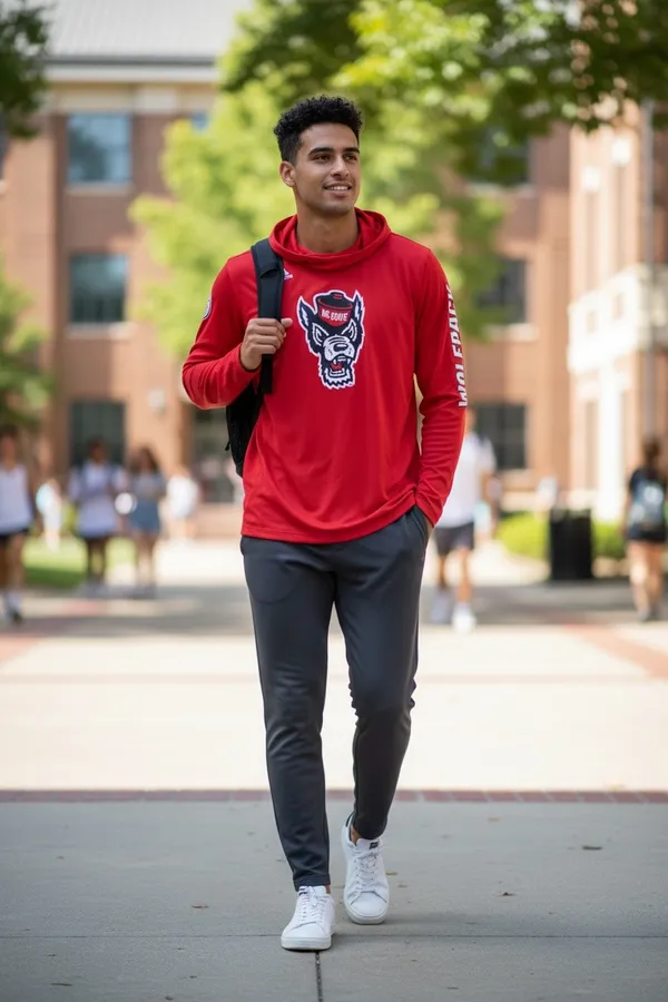 Adidas Men's NC State Wolfpack Locker Room Logo Freelift Long Sleeve - Image 2