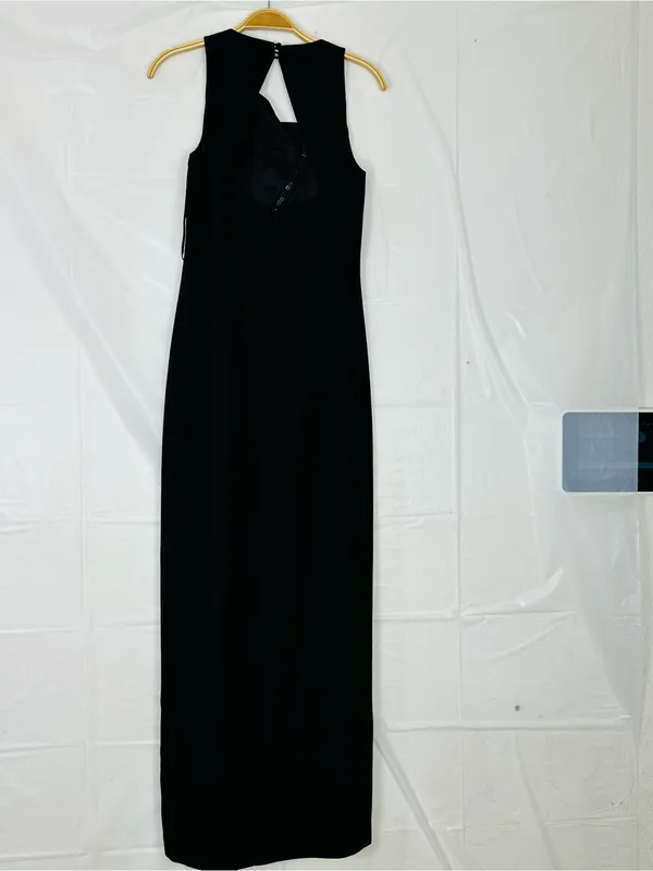 Adriana New York Black Sleeveless Maxi Dress with Rhinestone Diagonal Detail - Image 8