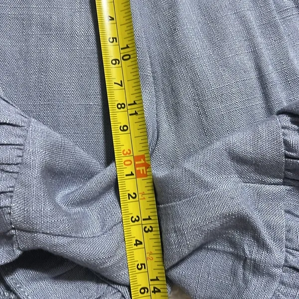 Umgee womens large linen blend baby blue ruffle shorts no pockets elastic waist - Image 3