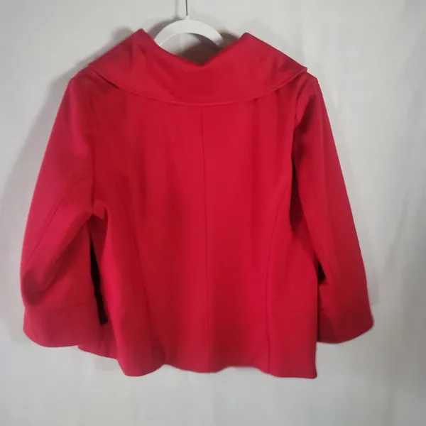 Sandro Sportswear Red Button Up Jacket Split Cowl Statement Collar Lined Size XL - Image 2