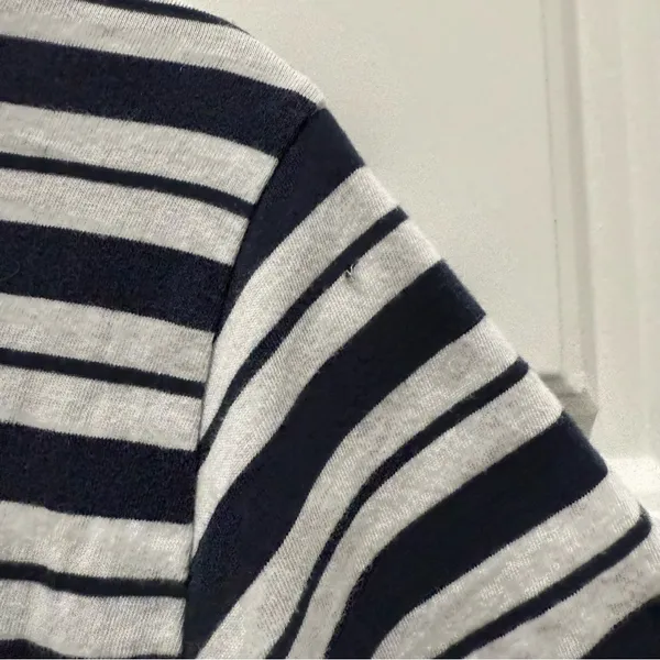 J. Crew Navy Blue and White Short Sleeve T-Shirt Midi Dress Large Nautical - Image 7