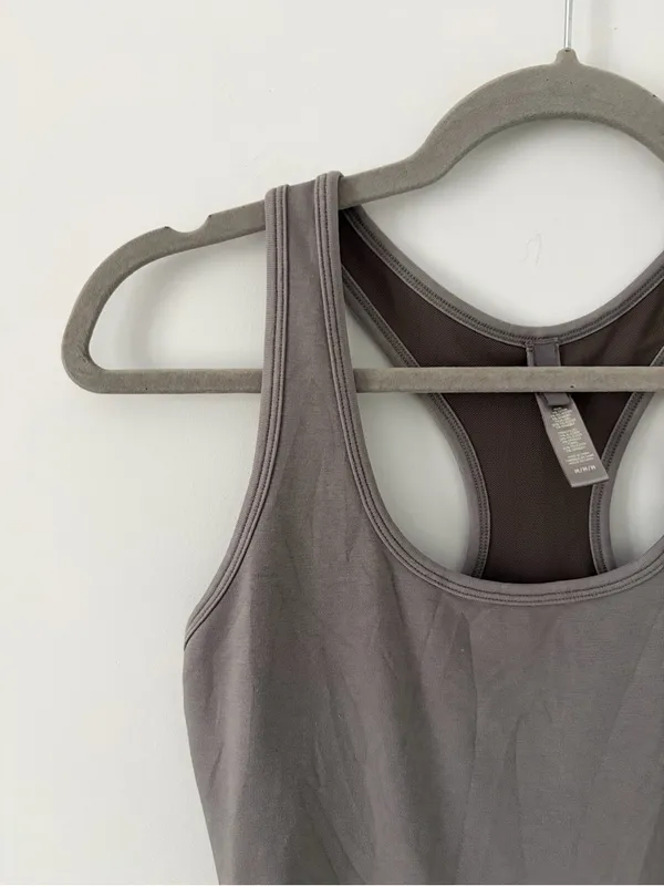 SKIMS Outdoor Mid Thigh Racerback Sleeveless Shorts Bodysuit Grey M - Image 3