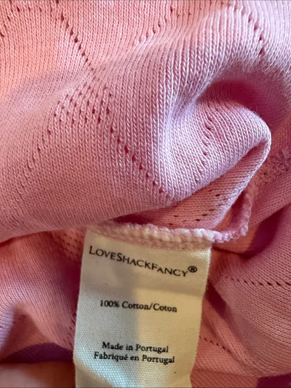 LoveShackFancy Natine Cardigan Pink Size Small Lace Trim Button Front - Image 5