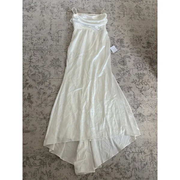 Lulus Lovely Endearment White Satin Sleeveless Backless Maxi Dress XS Bridal - Image 4