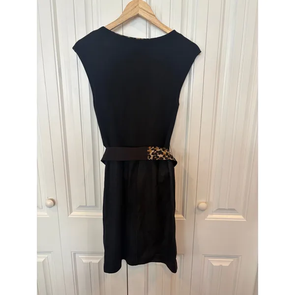 Alice & Olivia Black And Leopard Belted Dress‎ - Image 2