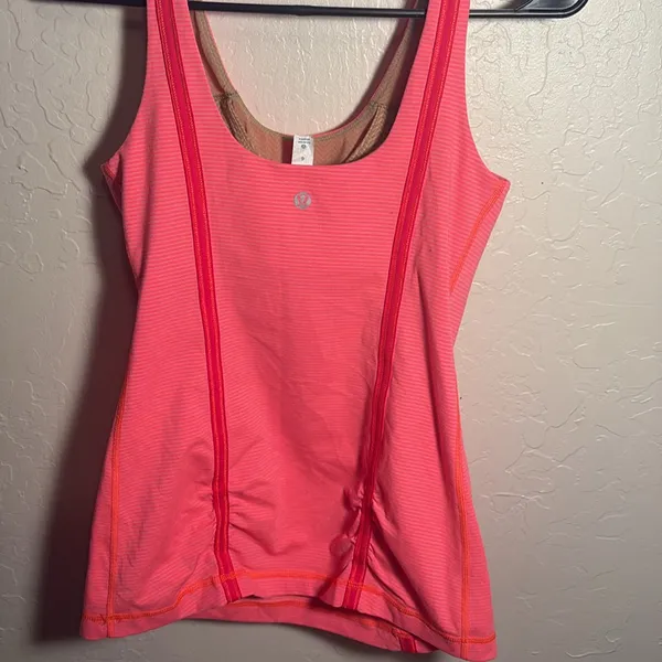 lululemon wholehearted striped NEON orange & red striped tank - Image 2