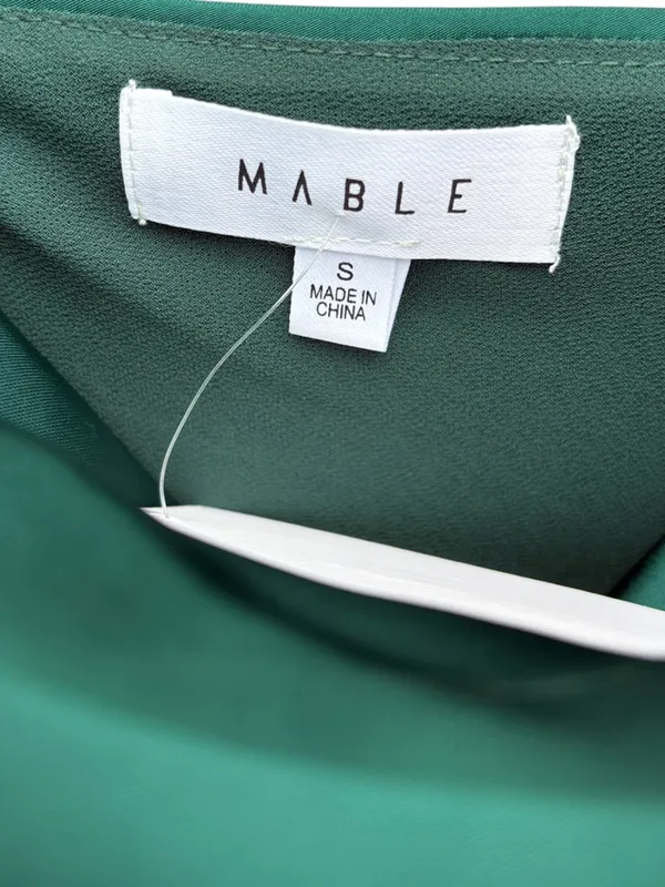 NWT MABLE Satin Slip Cowl Neck Midi Dress Emerald Green Size Small - Image 3