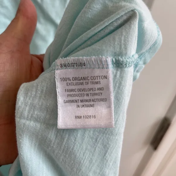 Garnet Hill‎ Womens S Dress Lightweight Mint Green Organic Cotton V-Neck Pocket - Image 4