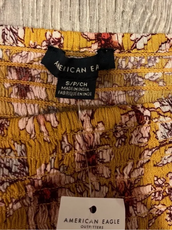 American Eagle Cropped Floral Sleeveless Shirt Smocked Tank Top Size S NWT Boho - Image 6
