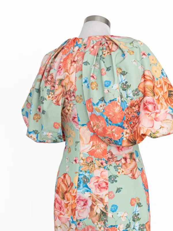Jewel Badgley Mischka - Floral Puff-Sleeve Cocktail Dress - Image 8