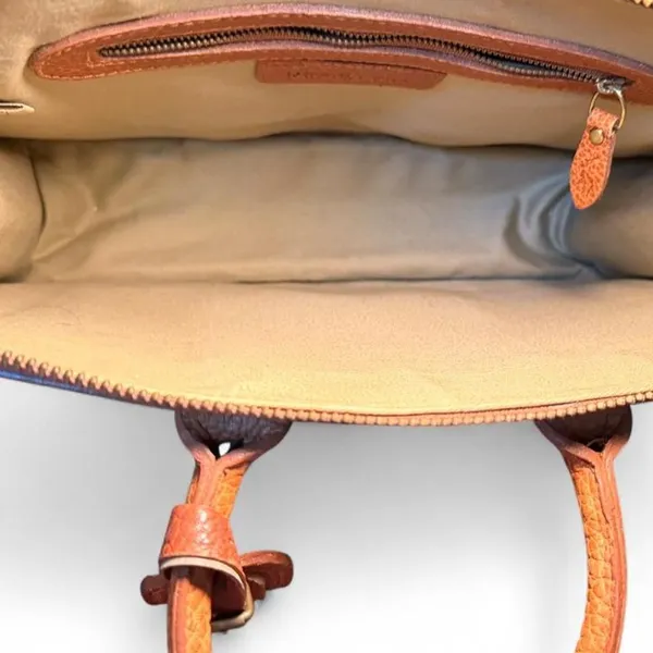 Vintage Polo Ralph Lauren Pebbled Leather Briefcase Business Bag Tan Brown 13.5” - Image 3