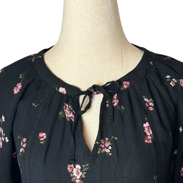 Hollister‎ Shirt Women XS Black Floral Long Sleeve Boho Top NWT Whimsigoth - Image 4