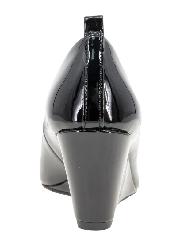 Kenneth Cole Reaction Womens Elinor Mid Wedge Pumps Peep Toe Black Patent 10M - Image 13