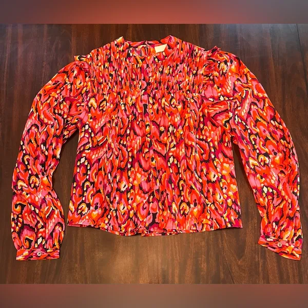 Pinch Printed Pintuck Top - Image 3