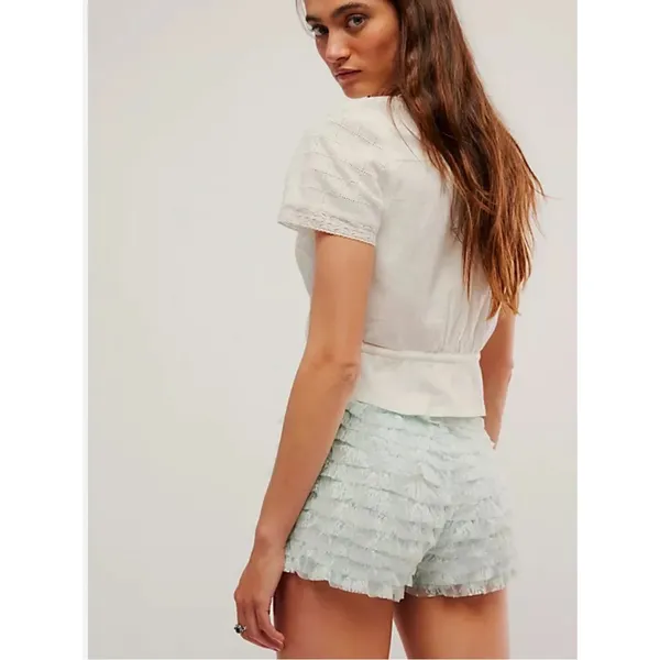 Free People Feeling For Lace Micro Shorts Billowing Sail Blue XS NWT - Image 3