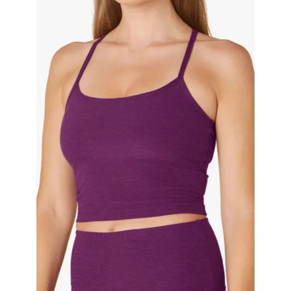 Beyond Yoga Womens Large Spacedye Slim Racerback Cropped Tank Bra Aubergine Beet - Image 2