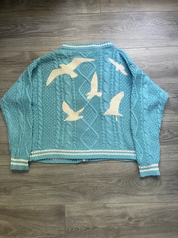 Taylor Swift Blue White 1989 Cardigan Sweater Collegiate Academic Swiftie Size S - Image 8