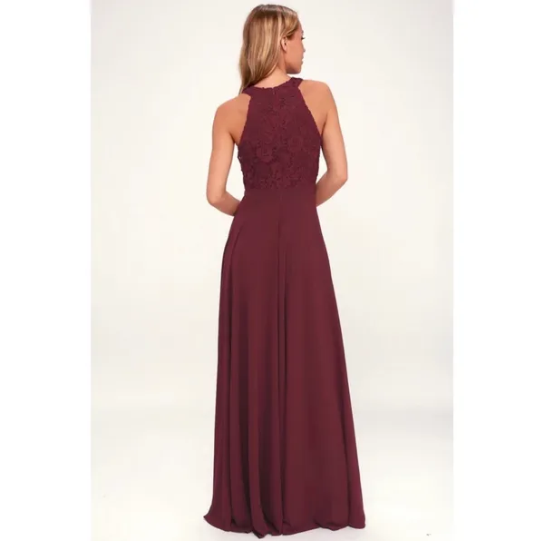 Lulu’s picture perfect burgundy lace maxi dress - Image 5