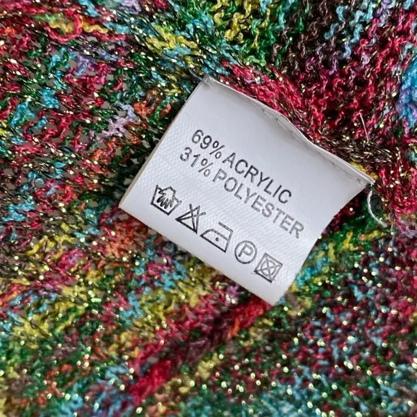 Vintage y2k Kessley Multicolor Rainbow Metallic Bell Sleeve Cardigan Sweater S - Image 9