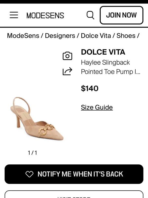 DOLCE VITA Haylee Slingback Pointed Toe Pump suede tan $140 summer 90s party - Image 2