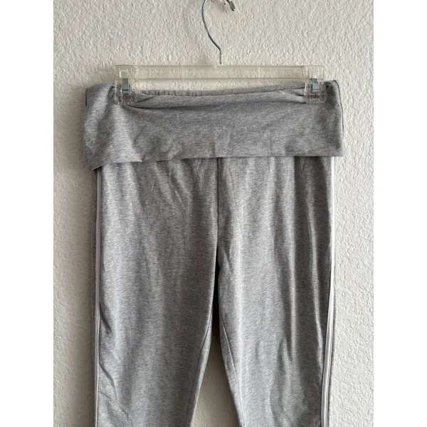 Forever 21 Lounge Pants S Heather Gray Flare Side Stripe Foldover Waist - Image 2