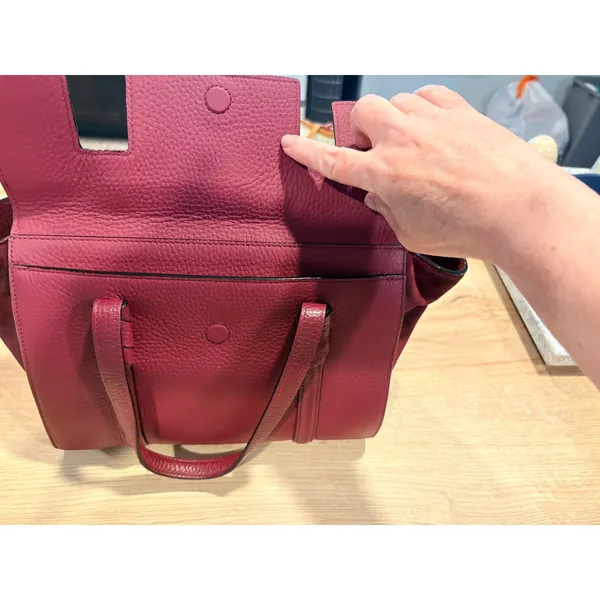 Kate Spade Burgundy Pebbled Leather and Suede Satchel Crossbody‎ Bag - Image 16