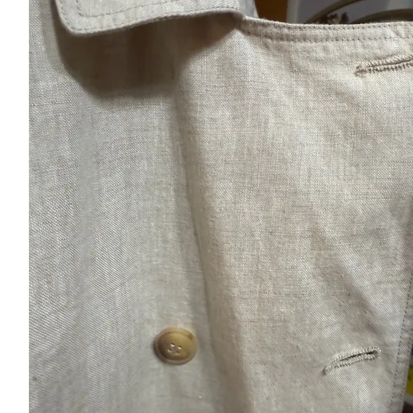 Avec Les Filles Oversized Light‎ Tan Linen Trench Coat Sz S Linencore Neutral - Image 16