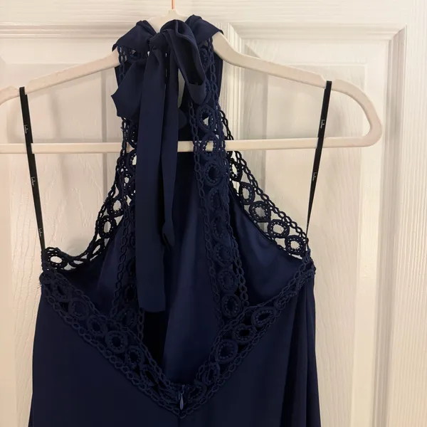 Lulus Any Sway, Shape, or Form Navy Blue Lace Halter Dress Small - Image 6